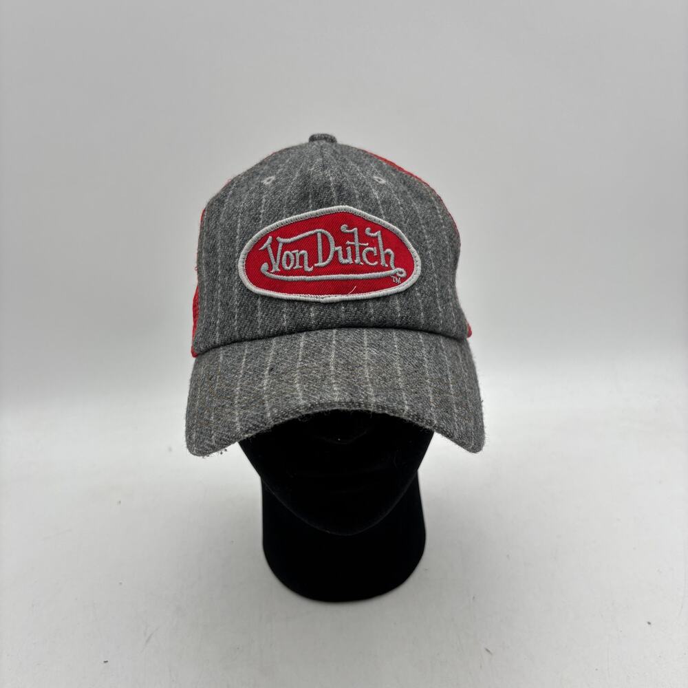 Vintage Y2K Von Dutch Pinstripe Trucker Hat Wool One Size Streetwear